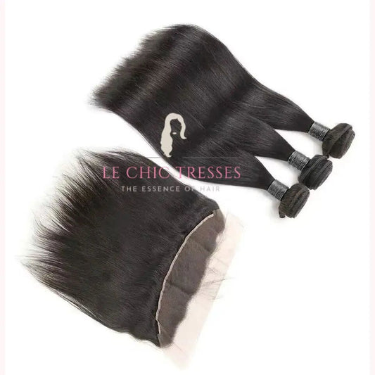 3 Bundle Deal With Frontal - Brazilian Straight - Le Chic Tresses